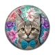 Cabochon Résine - chat fleur