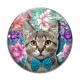 Cabochon Verre - chat fleur