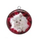 Pendentif Cabochon Argent - chaton fleur