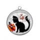 Pendentif Cabochon Argent - chat