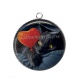 Pendentif Cabochon Argent - chat noir 