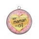 Pendentif Cabochon Argent - une maman en or
