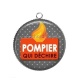 Pendentif Cabochon Argent -  pompier qui déchire