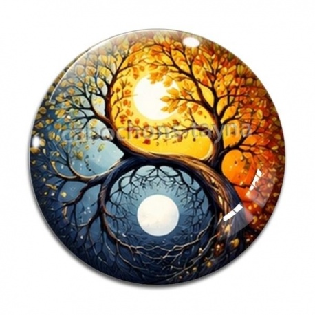 Cabochon Verre - arbre de vie