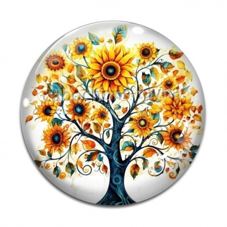 Cabochon Verre - arbre de vie