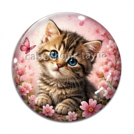 Cabochon Verre - chaton fleur