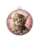Pendentif Cabochon Argent - chaton fleur