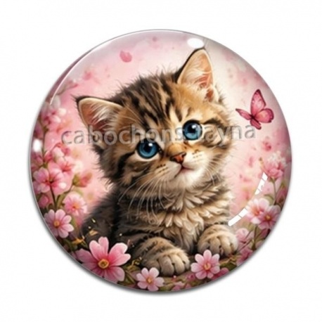Cabochon Verre - chaton fleur