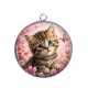 Pendentif Cabochon Argent - chaton fleur