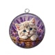 Pendentif Cabochon Argent - chaton lavande