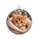 Pendentif Cabochon Argent - chaton tricot