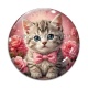 Cabochon Verre - chaton rose