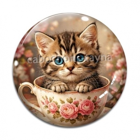 Cabochon Verre - chaton tasse