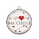 Pendentif Cabochon Argent - j'aime ma chérie