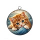 Pendentif Cabochon Argent - chaton pelte de laine