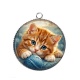 Pendentif Cabochon Argent - chaton pelotte de laine