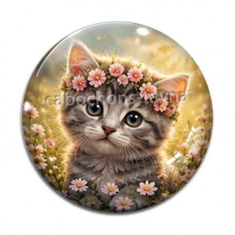 Cabochon Verre - chaton couronne de fleur