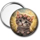 Miroir de poche - chaton couronne de fleur