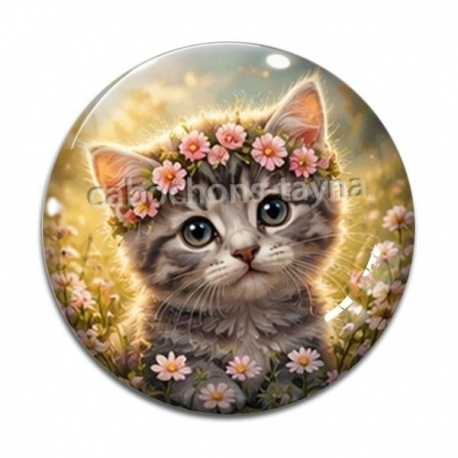 Cabochon Verre - chaton couronne de fleur