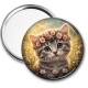 Miroir de poche - chaton couronne de fleur