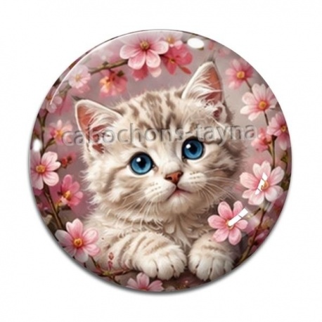 Cabochon Verre - chaton fleur de cerisier