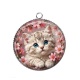 Pendentif Cabochon Argent - chaton fleur de cerisier