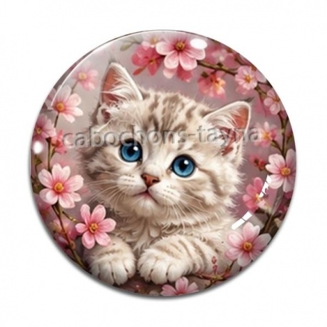 Cabochon Verre - chaton fleur de cerisier