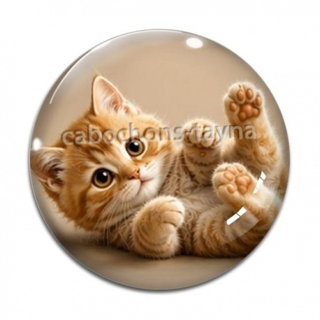 Cabochon Verre - chaton fond beige