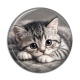 Cabochon Résine - chaton fond gris