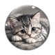Cabochon Verre - chaton fond gris