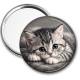 Miroir de poche - chaton fond gris