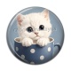 Cabochon Résine - chaton tasse fond bleu