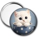 Miroir de poche - chaton tasse fond bleu