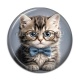 Cabochon Résine - chaton lunette fond gris
