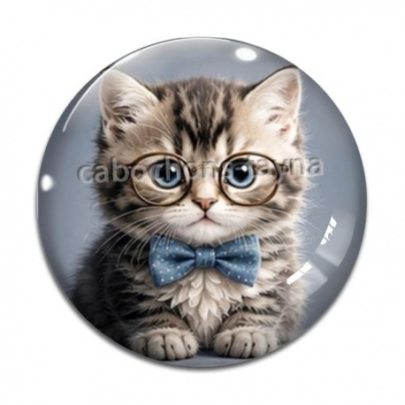 Cabochon Verre - chaton lunette fond gris