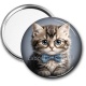 Miroir de poche - chaton lunette fond gris