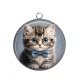 Pendentif Cabochon Argent - chaton lunette fond gris