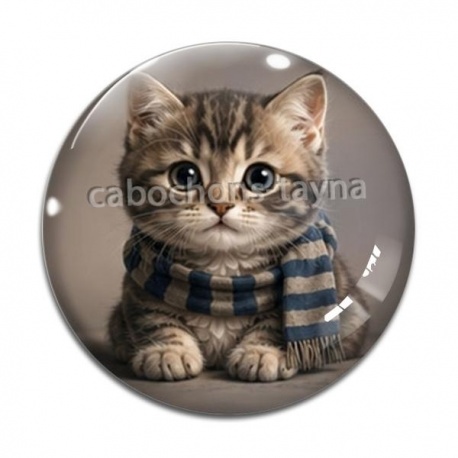 Cabochon Verre - chaton écharpe fond marron