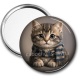 Miroir de poche - chaton écharpe fond marron