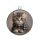 Pendentif Cabochon Argent - chaton écharpe fond marron
