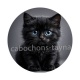 chaton noir fond gris