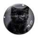 Cabochon Verre - chaton noir fond gris