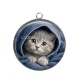 Pendentif Cabochon Argent - chaton capuche