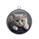 Pendentif Cabochon Argent - chaton gris