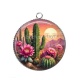 Pendentif Cabochon Argent - cactus