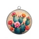Pendentif Cabochon Argent - cactus