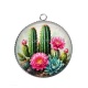 Pendentif Cabochon Argent - cactus