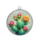 Pendentif Cabochon Argent - cactus