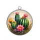 Pendentif Cabochon Argent - cactus