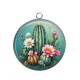 Pendentif Cabochon Argent - cactus